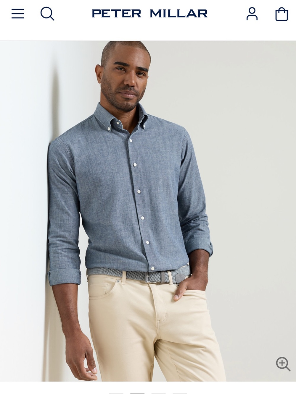 Peter Millar Men's Devonport Chambray Cotton-Stretch Sport Shirt, 2X